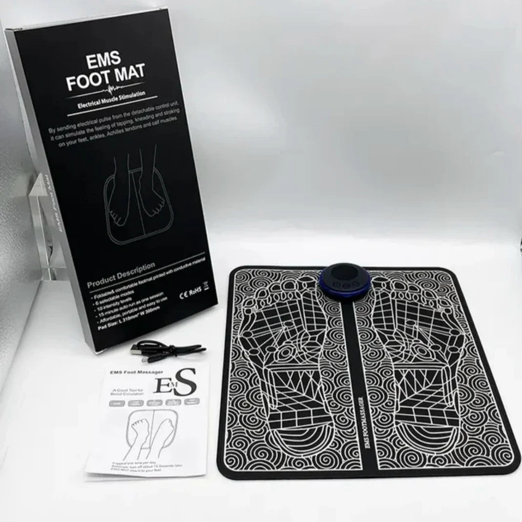 Tapis de massage pour les pieds avec stimulateur de points d'acupuncture EMS