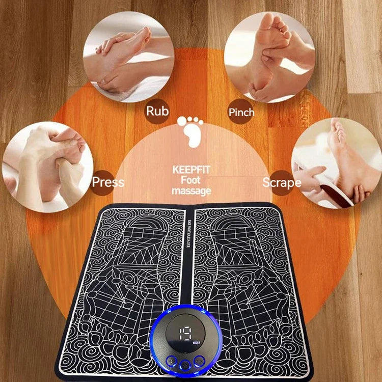 Tapis de massage pour les pieds avec stimulateur de points d'acupuncture EMS