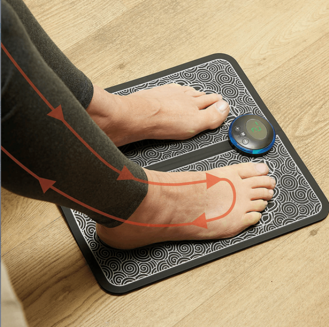Tapis de massage pour les pieds avec stimulateur de points d'acupuncture EMS