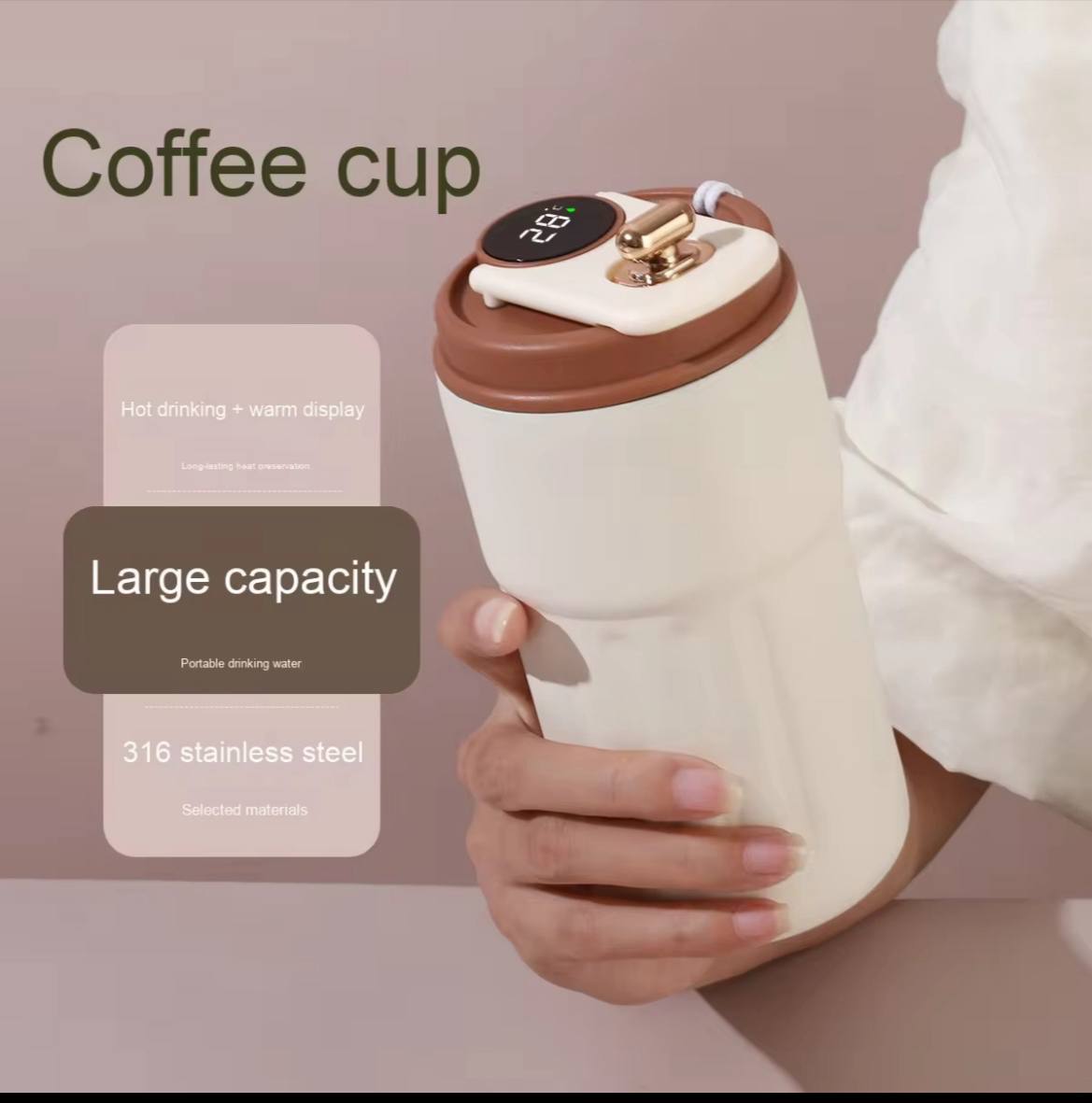 Mug Thermos Intelligent avec Affichage de Température – 450ML ☕️🌡️