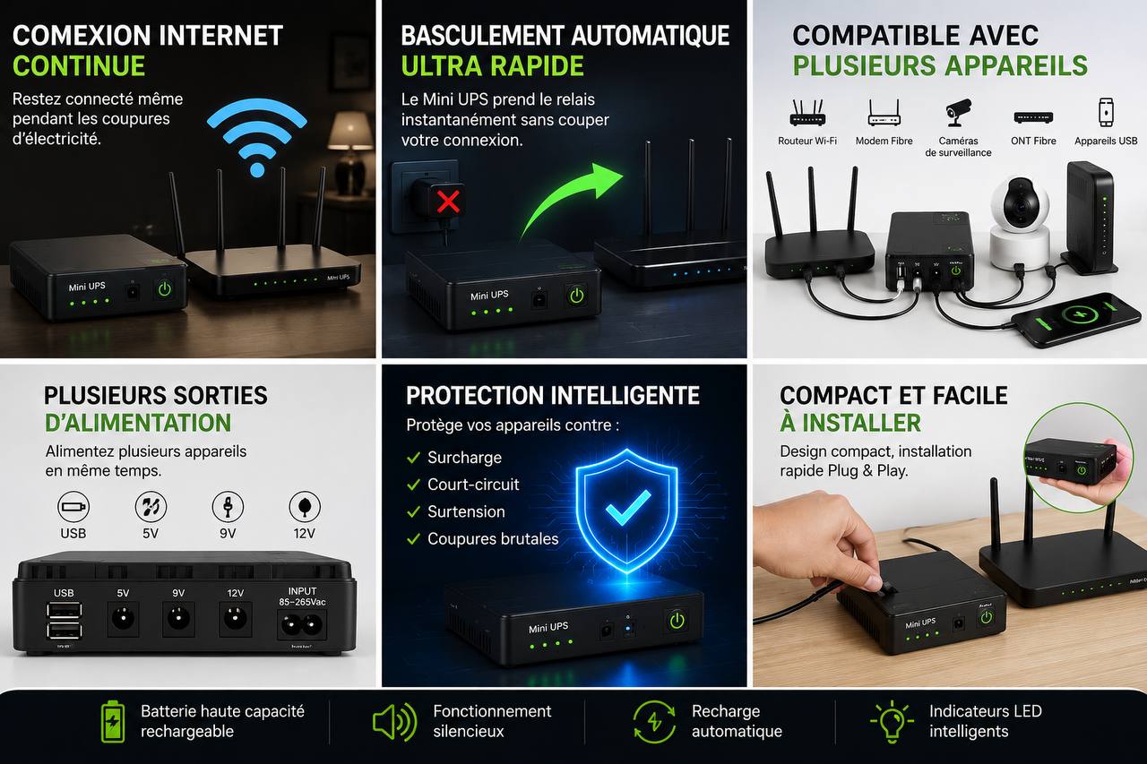 Mini UPS Intelligent pour Routeur Wi-Fi 🔋📶
