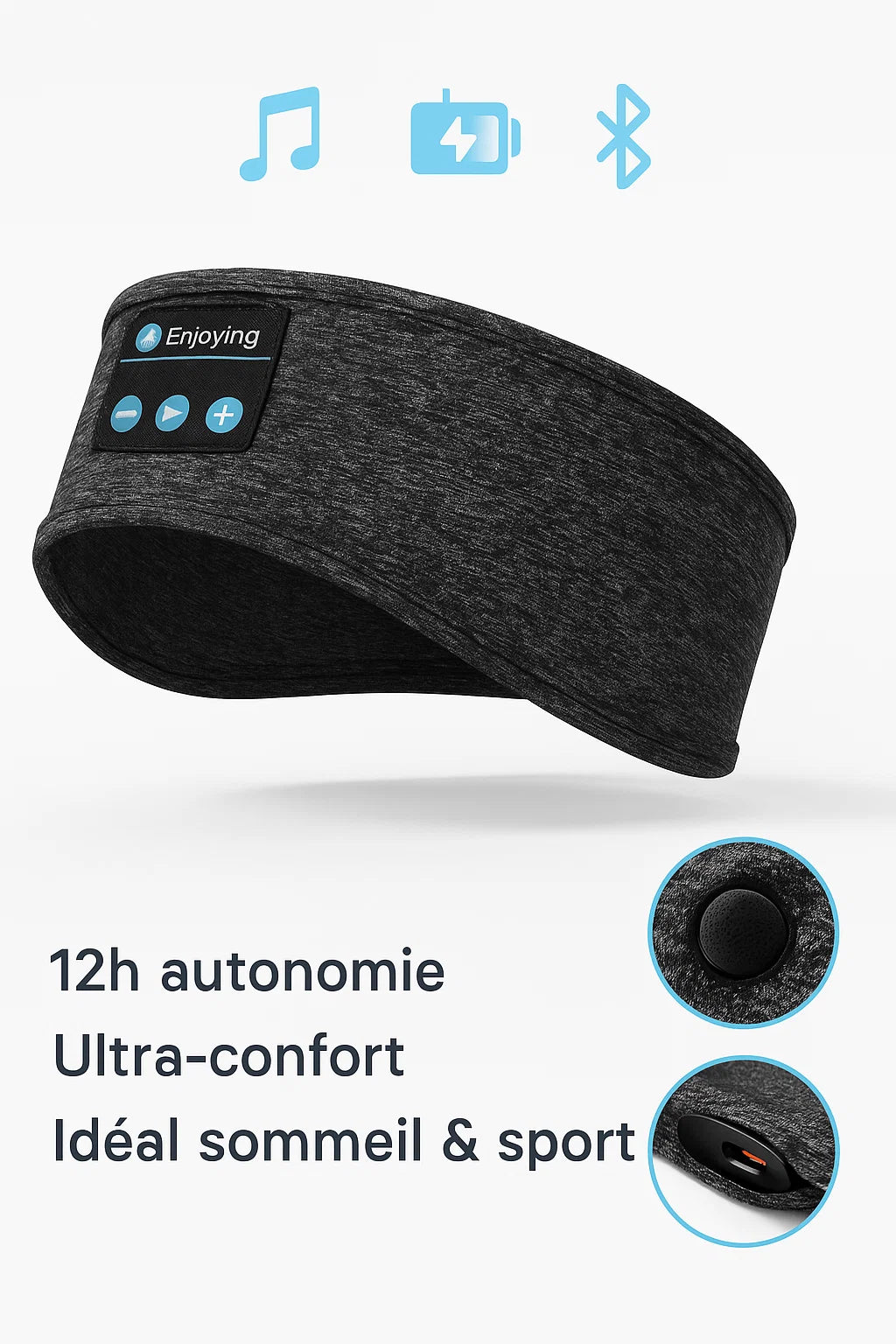  bandeau Bluetooth avec écouteurs intégrés 